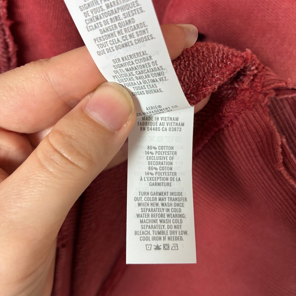 2025 Aerie Starry Skies Open Neck Sweatshirt Size M Red Slouchy Athleisure Cozy - Picture 13 of 16